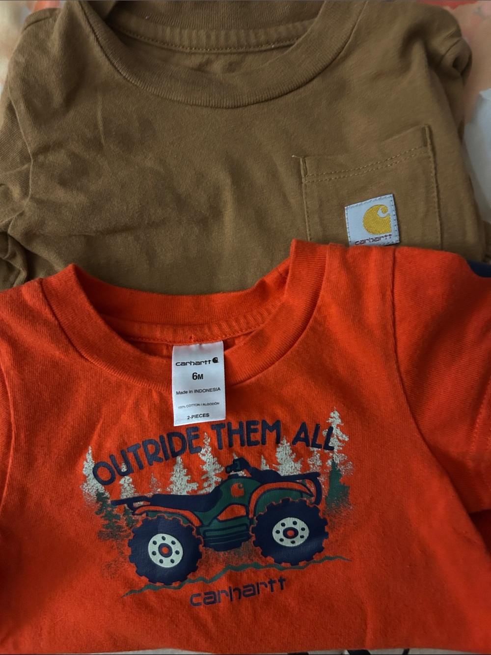 Carhartt Orange & Brown Kids' Short Sleeve Graphic and Pocket Tees